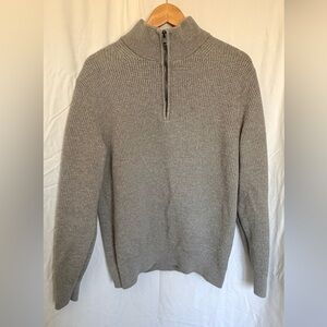 GAP Men's Ribbed Half-Zip Sweater - Light Gray